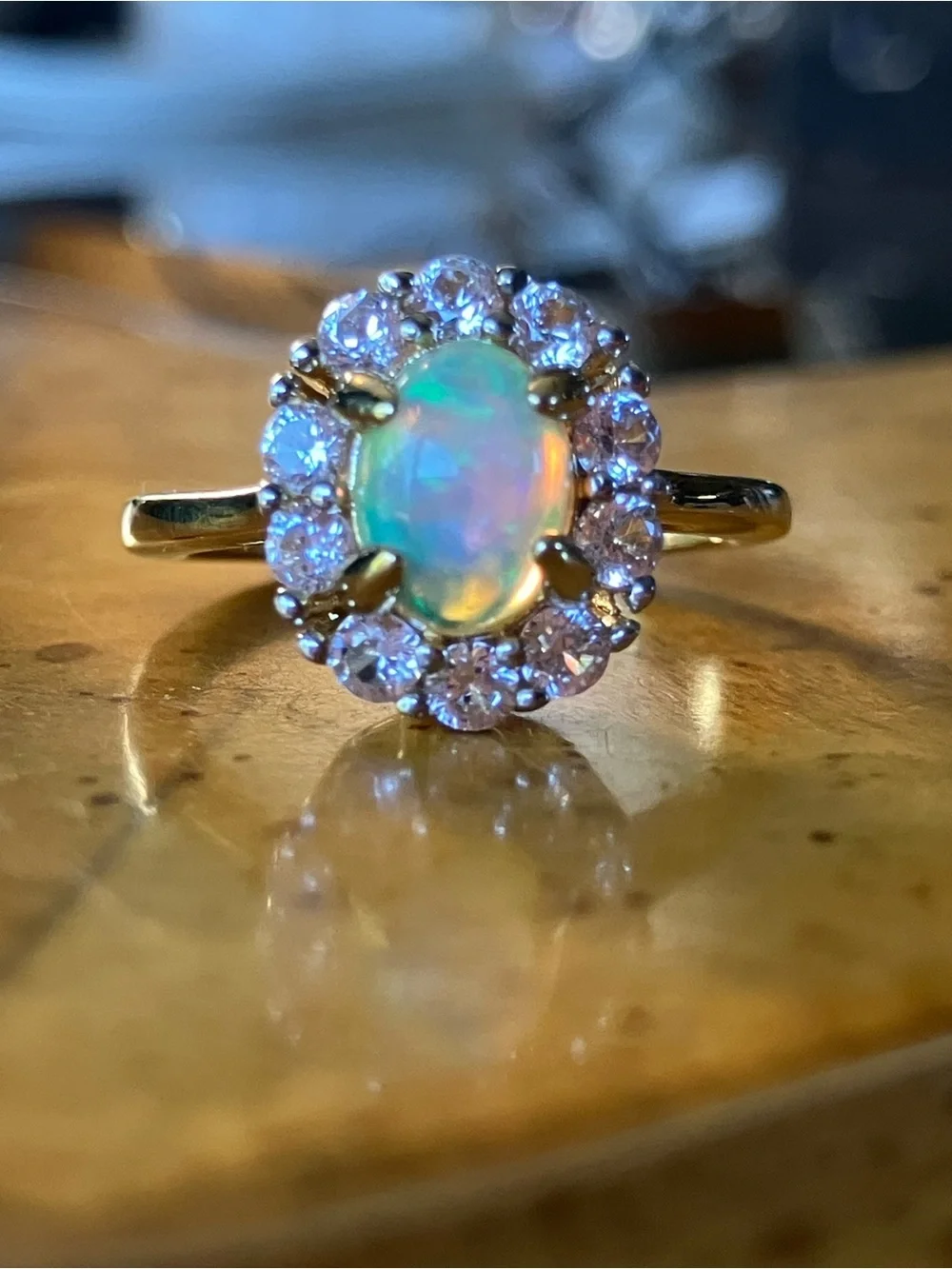 Natural Ethiopian Honey Opal Sterling Silver Ring Size 6.75
